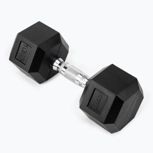 TREXO Hex HXD100 rubberised dumbbell 10 kg