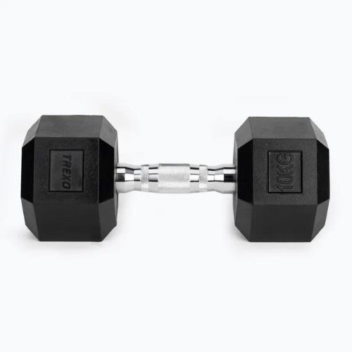 TREXO Hex HXD100 rubberised dumbbell 10 kg