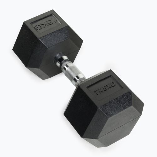 TREXO Hex HXD150 rubberised dumbbell 15 kg