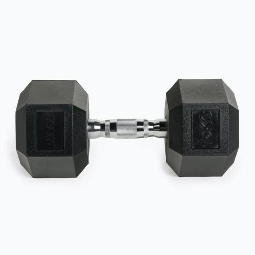 TREXO Hex HXD150 rubberised dumbbell 15 kg