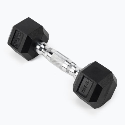 TREXO Hex HXD25 rubberised dumbbell 2.5 kg