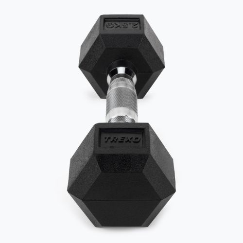 TREXO Hex HXD25 rubberised dumbbell 2.5 kg