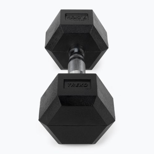 TREXO Hex HXD75 rubberised dumbbell 7.5 kg