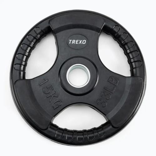 TREXO black rubberised cast iron weight RW15 15 kg