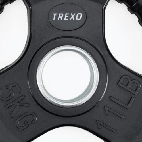 TREXO black rubberised cast iron weight RW5 5 kg