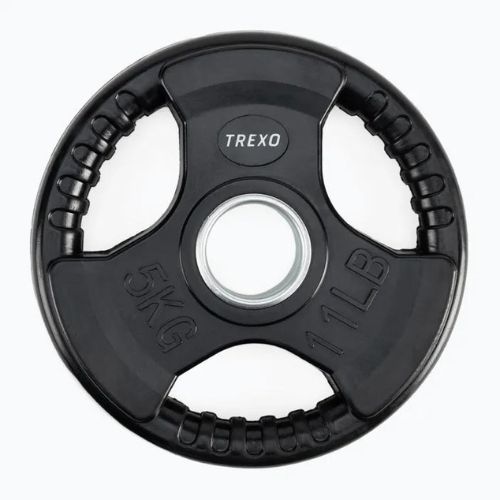 TREXO black rubberised cast iron weight RW5 5 kg
