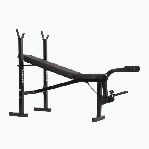 XTREXO BenchFit Lite training bench with stand and barbell black