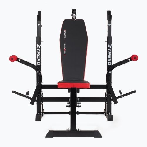 XTREXO BenchFit Max training bench with stand and prayer bar black