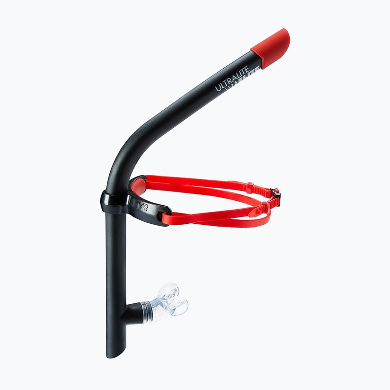 TYR Ultralite Snorkel Elite front swim tube black and red LSNKLELT_001 4