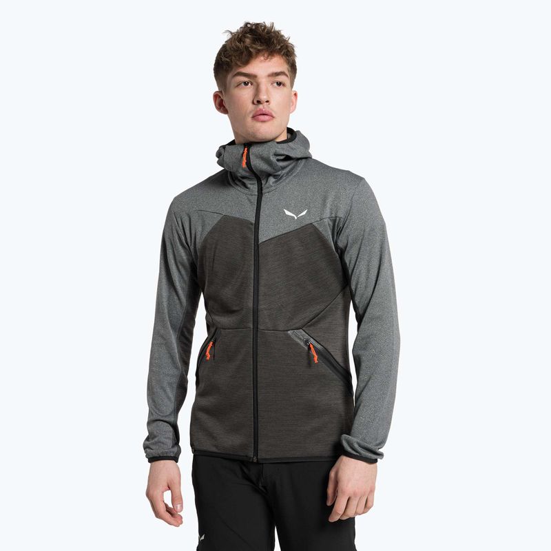 Salewa men's fleece sweatshirt Puez Melange PL FZ Hoody grey 00-0000027386
