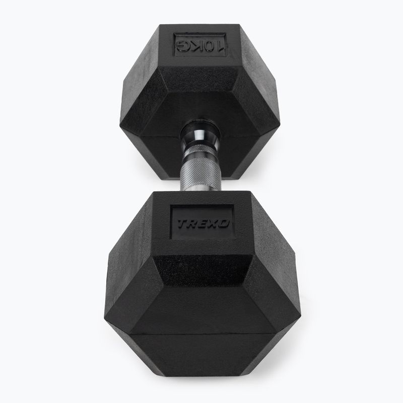 XTREXO Hex HXD100 rubberised dumbbell 10 kg 4