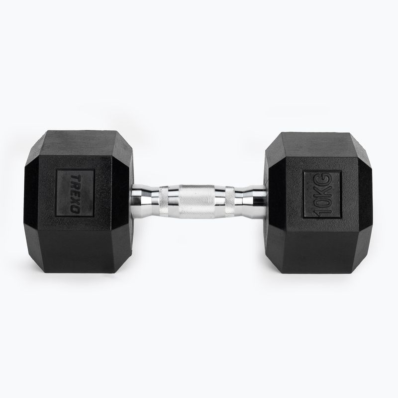XTREXO Hex HXD100 rubberised dumbbell 10 kg 5