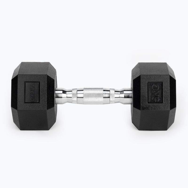 TREXO Hex HXD50 5 kg rubberised dumbbells 4