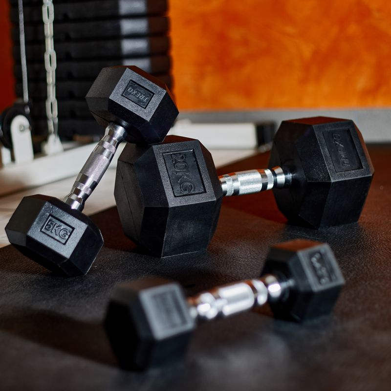 XTREXO Hex HXD50 5 kg rubberised dumbbells 6