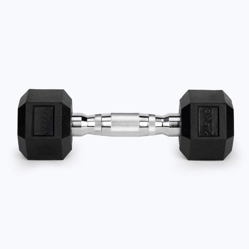 XTREXO Hex HXD25 rubberised dumbbell 2.5 kg 5