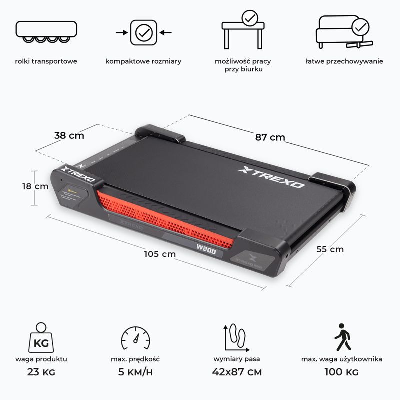 XTREXO Walking Pad W200 electric treadmill black 3