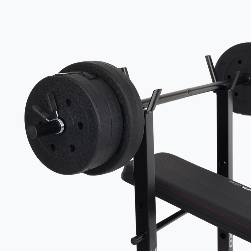 XTREXO BenchFit Lite training bench with stand and barbell black 10