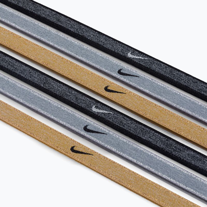 Nike Swoosh Sport Metalic headbands 6 pcs grey-gold N1002008-097 3