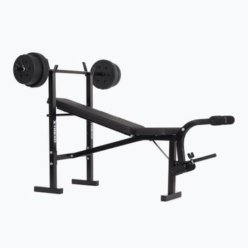XTREXO BenchFit Lite training bench with stand and barbell black